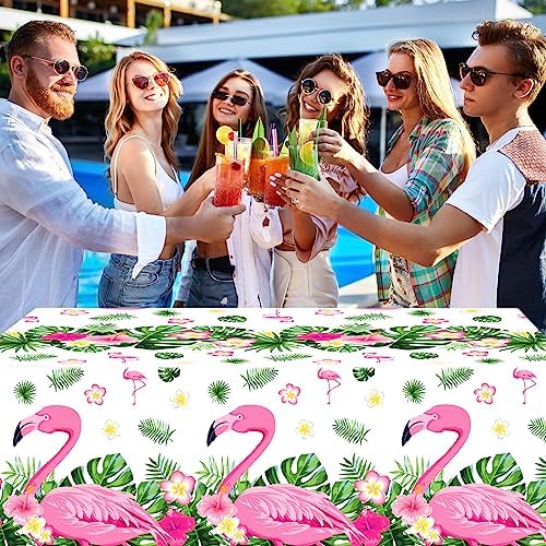 Preboun 6 Pcs Flamingo Tablecloths 54x108 Disposable Pink Party Decor
