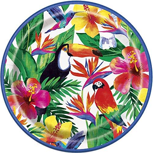 Unique Palm Tropical Round Dinner Plates 9 Pack of 8