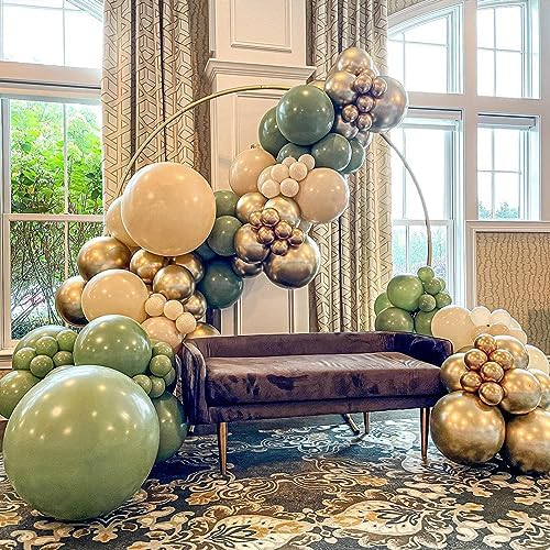 NISOCY Metallic Gold Balloon Arch Garland Kit with 33ft Ribbon