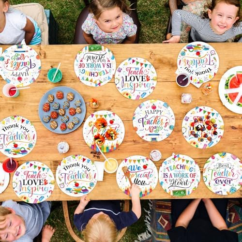 60Pcs Thank You Teacher Paper Plates for Party Supplies