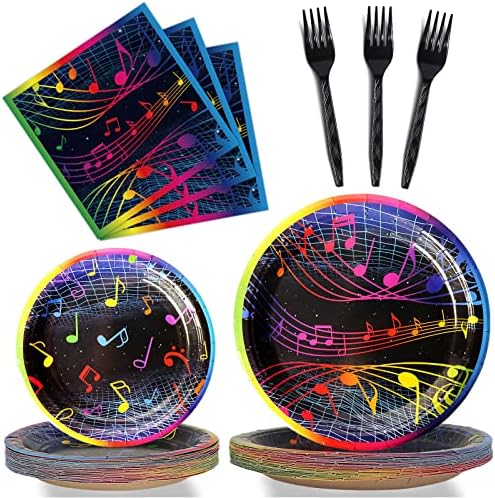 Music Notes Party Plates Napkins Set for 24 Guests