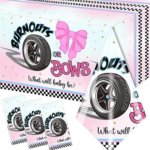 3pcs Burnouts or Bows Gender Reveal Tablecloths