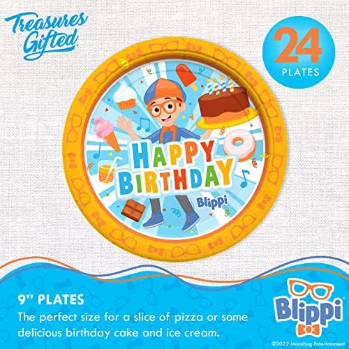 Treasures Gifted Blippi Themed Dinner Plates 9in 24ct