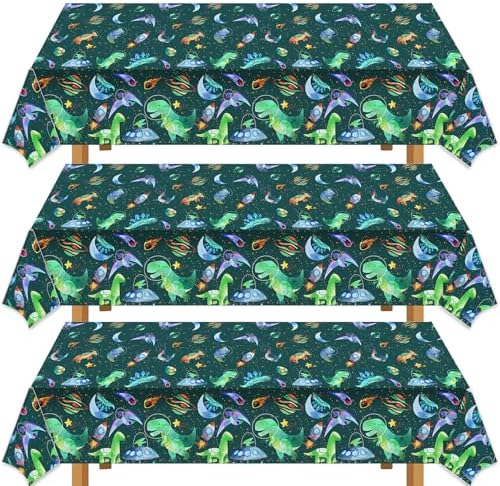 METIXOZE 3pc Watercolor Dinosaur Party Tablecloth Set