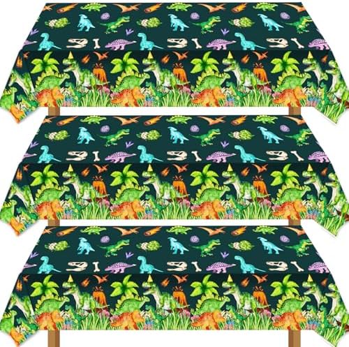 METIXOZE 3pc Dinosaur Party Tablecloth