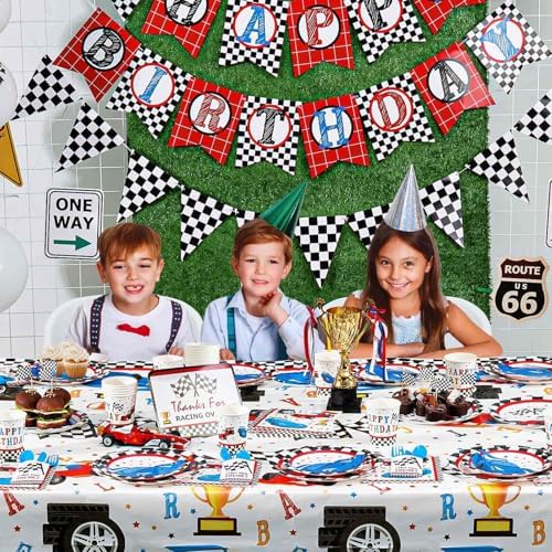 WERNNSAI Racing Car Party Plates Set for Boys