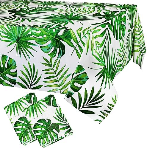 Hawaii Palm Leaves Tablecloths 2PCS for Tropical Party Decoration