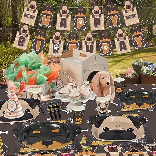 Dog Party Decorations 81Pcs Birthday Supplies for Kids