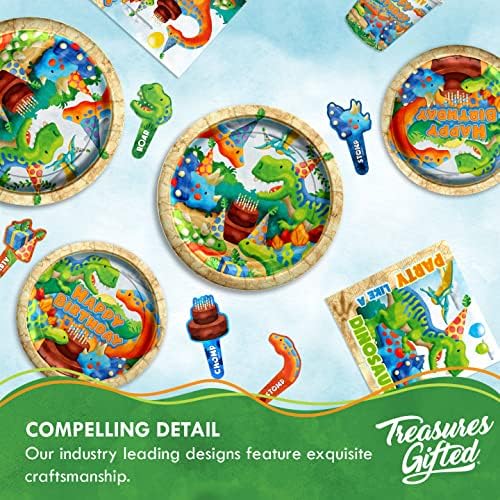 Treasures Gifted Dinosaur Party Plates 16ct 7 Inch