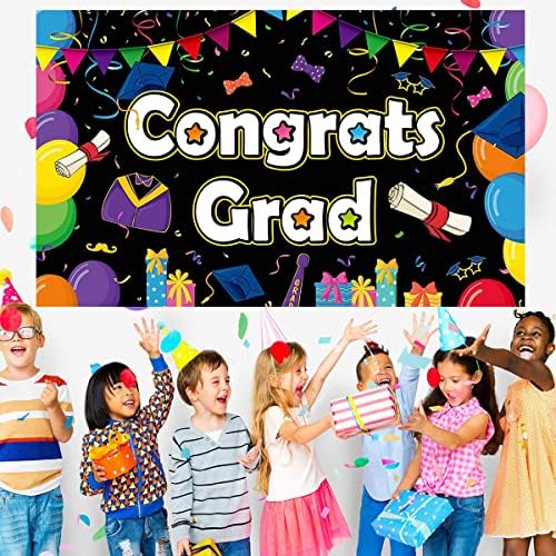 Colorful Preschool Graduation Banner with Congrats Text