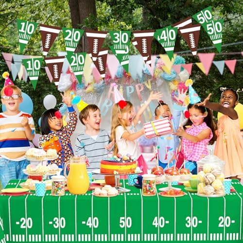QISOLIY Football Field Tablecloths 3 Pack - Disposable Plastic 54x108 Inch Party Covers