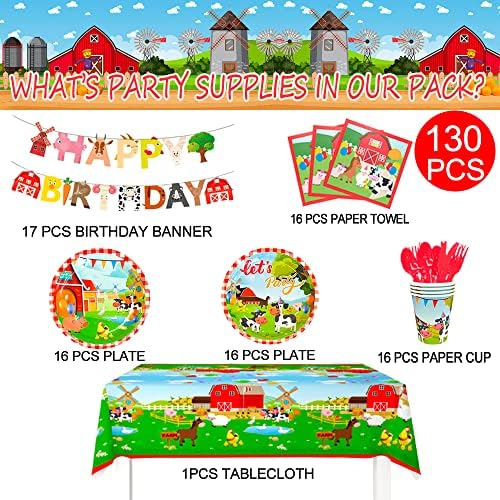 Farm House Fun Barnyard Animals Party Supplies 130pcs