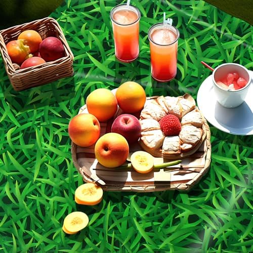 2pcs Green Grass Table Cloth for Sports Parties and Picnics