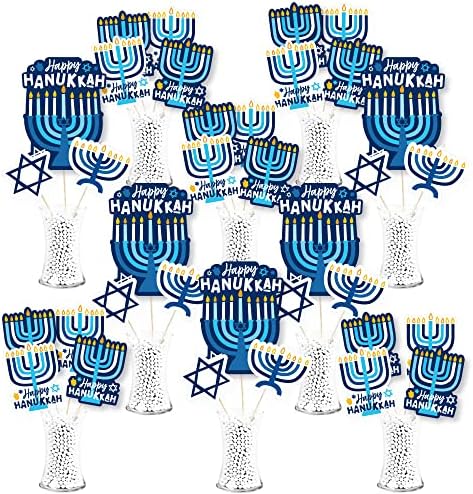 Big Dot of Happiness Hanukkah Menorah Centerpieces - 35 Pieces