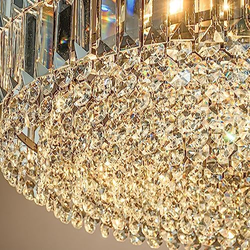 5 Lights 24 Inch Modern Glam Chandelier in Matte Black Round Teardrop Crystal