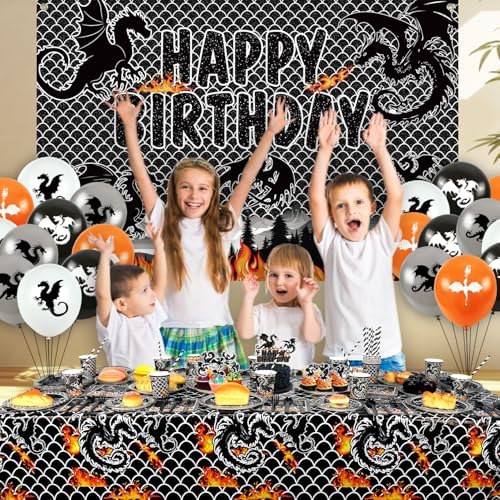 Black Dragon Birthday Party Set for 20 Guests