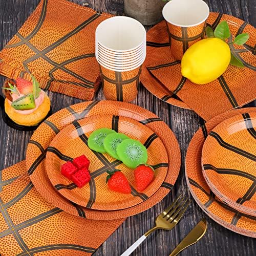 Durony 96 Piece Basketball Party Tableware Set for 24 Guests