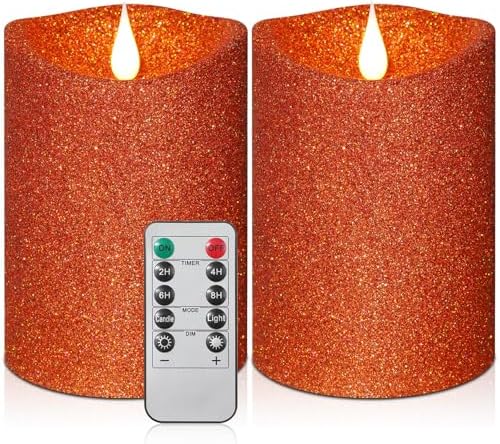 Retisee 2 Pcs Glitter Flameless Candles with Remote