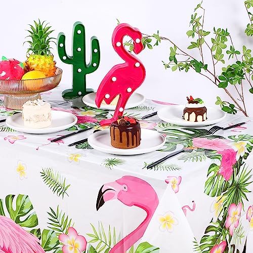 Preboun 6 Pcs Flamingo Tablecloths 54x108 Disposable Pink Party Decor