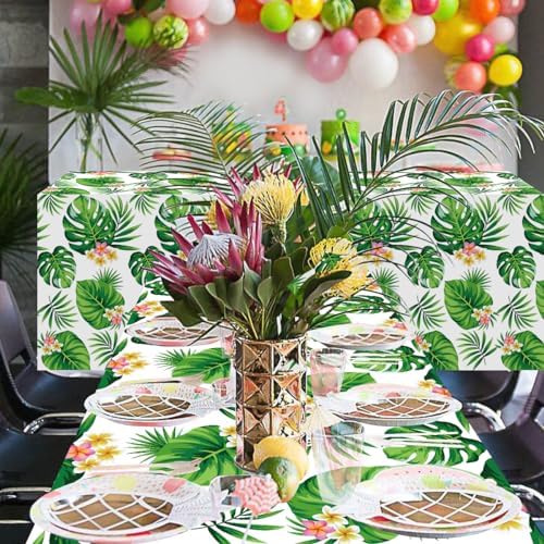 6 Pack Hawaiian Luau Tablecloths with Palm Leaves Design