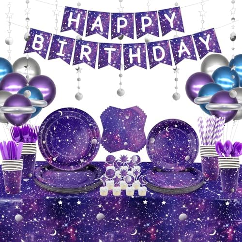 Space Galaxy Themed Party Tableware Set for 20 Guests