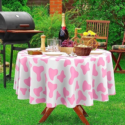 Oudain 6 Pcs 84 Inch Round Plastic Tablecloth