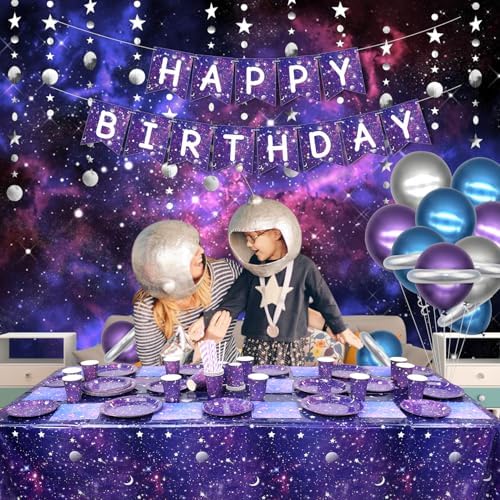 Space Galaxy Themed Party Tableware Set for 20 Guests
