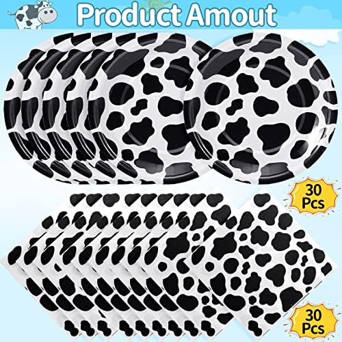 Cow Print Party Tableware Set 60PCS Plates and Napkins