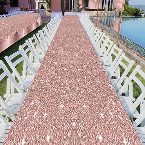 6pcs Pink Rose Gold Sequin Printed Tablecloths for Birthday Parties
