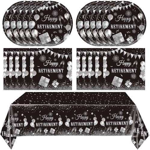 41PCS Happy Retirement Party Decorations Plates Set