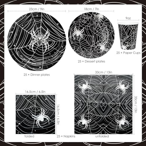 ZVK Halloween Spider Party Tableware Set 97 Pieces