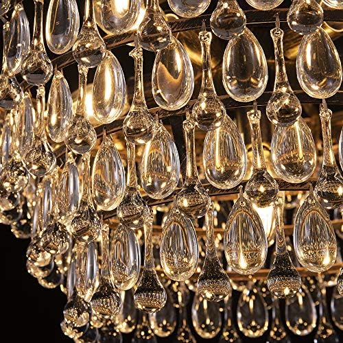 Wellmet 6 Light Crystal Chandelier 5 Tiers Farmhouse Ceiling Lighting Fixture 20 Inch