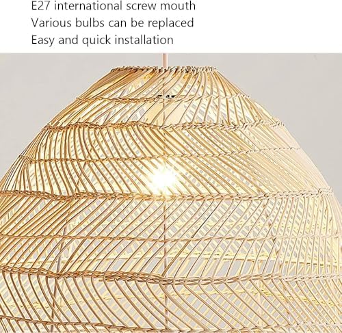 Natural Wicker Chandelier with Rattan Lampshade
