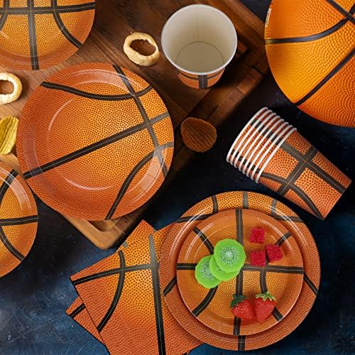 Durony 96 Piece Basketball Party Tableware Set for 24 Guests