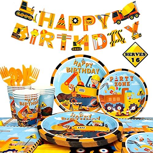 Construction Party Tableware Set for 16 Guests