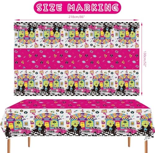 4 Pack 50s Party Tablecloth - Rock and Roll Decor