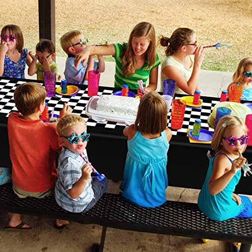 Tallew Checkered Car Party Tablecloth and Runner