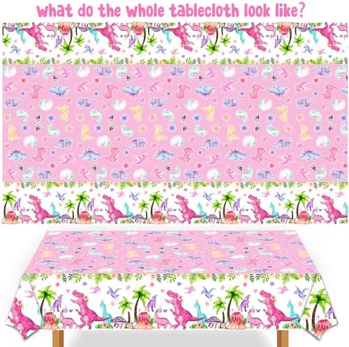 Watercolor Dinosaur Party Table Cloth Pink 3pcs