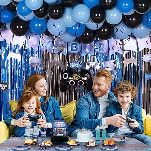 DECORLIFE 200PCS Gamer Birthday Party Supplies for Boys