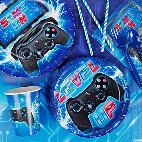 DECORLIFE 200PCS Gamer Birthday Party Supplies for Boys