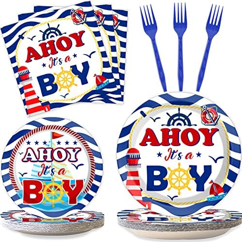 Nautical Themed Baby Shower Plates and Napkins Set