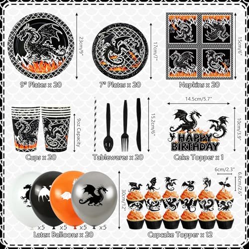 Dragon Birthday Party Decor Set for 20 Guests