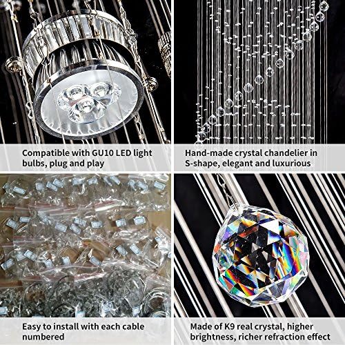 Sefinn Four 9 Light Crystal Chandelier 79 Inch High Ceiling