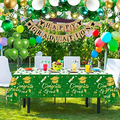 CESOF Graduation Tablecloth Decor 3 Pack Green 54x108 Inch
