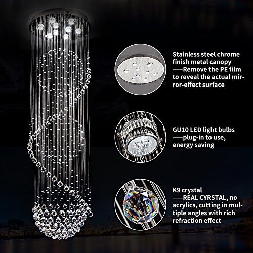Sefinn Four 9 Light Crystal Chandelier 79 Inch High Ceiling