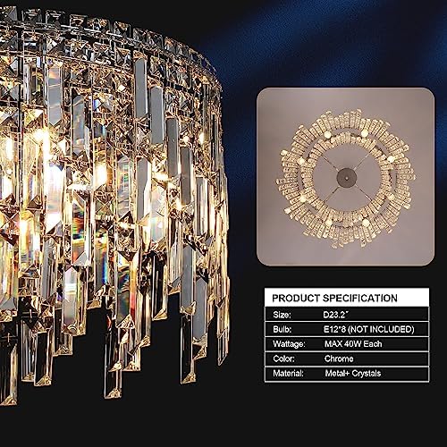 Modern Round 24 Inch Crystal Chandelier with 8 Lights