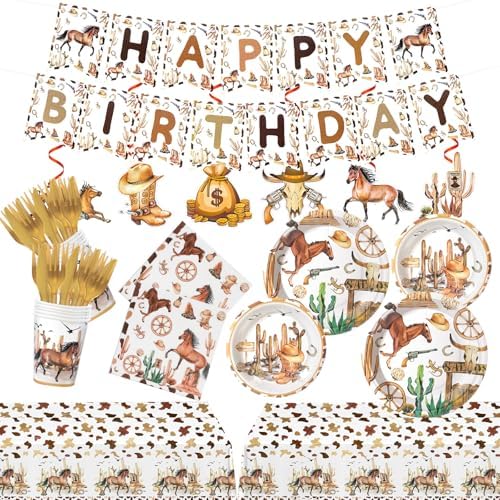 155Pcs Cowboy Party Decor Set for 20 Guests