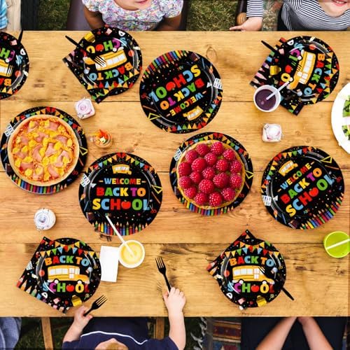 Grencian 96Pcs Back to School Paper Plates Decorations