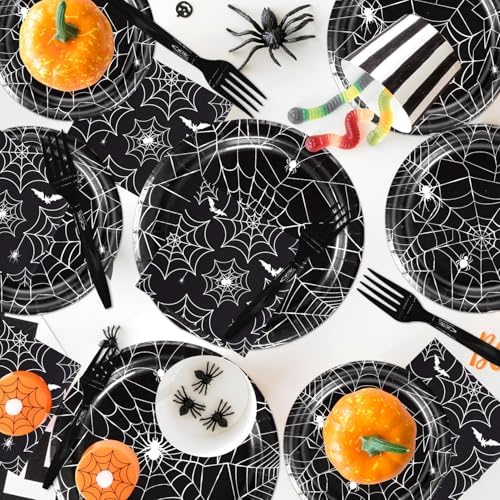 Halloween Spider Web Tableware Set for 24 Guests