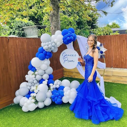 Pearl Royal Blue and White Gold Balloon Garland Arch Kit
